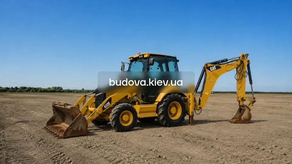 Аренда Caterpillar 432E в Киеве и Киевской области — экскаватор-погрузчик CAT для строительства