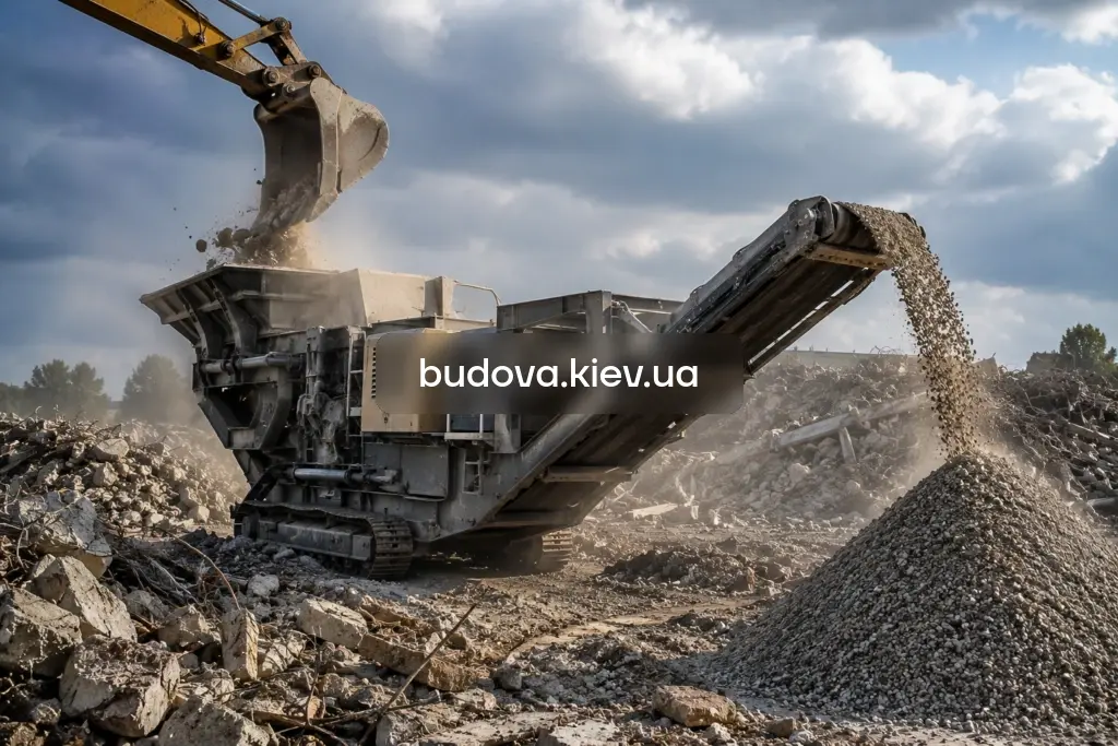 Рециклінг. Дроблення бетону у Києві