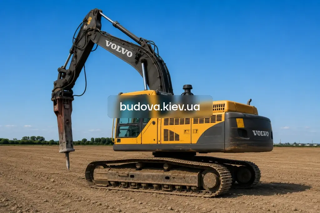 Аренда VOLVO EC360 с гидромолотом MTB 285 в Киевской области — тяжёлый гидромолот для промышленного демонтажа