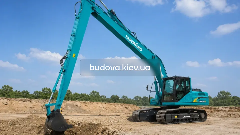 Оренда довгорукого екскаватора у Києві та Київській області — екскаватор з подовженою стрілою